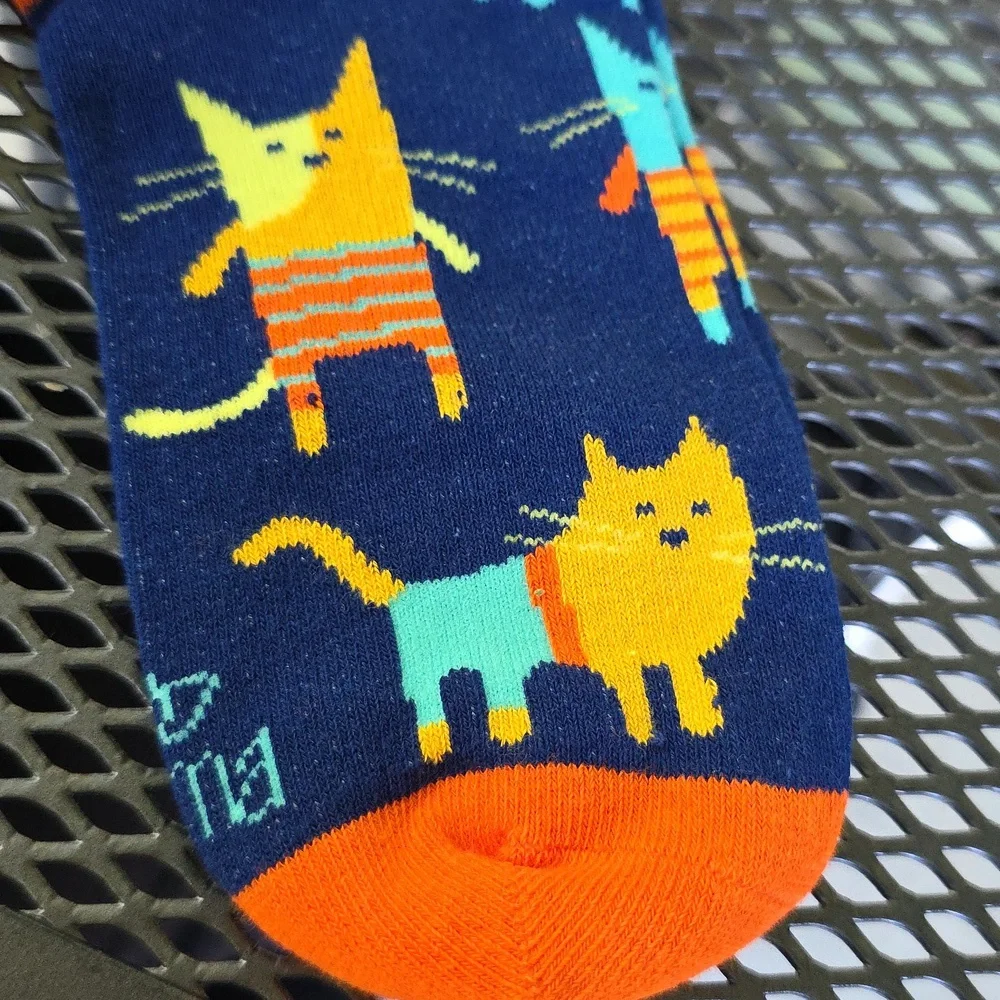 Karma Cat Vibrant Blue and Orange Socks